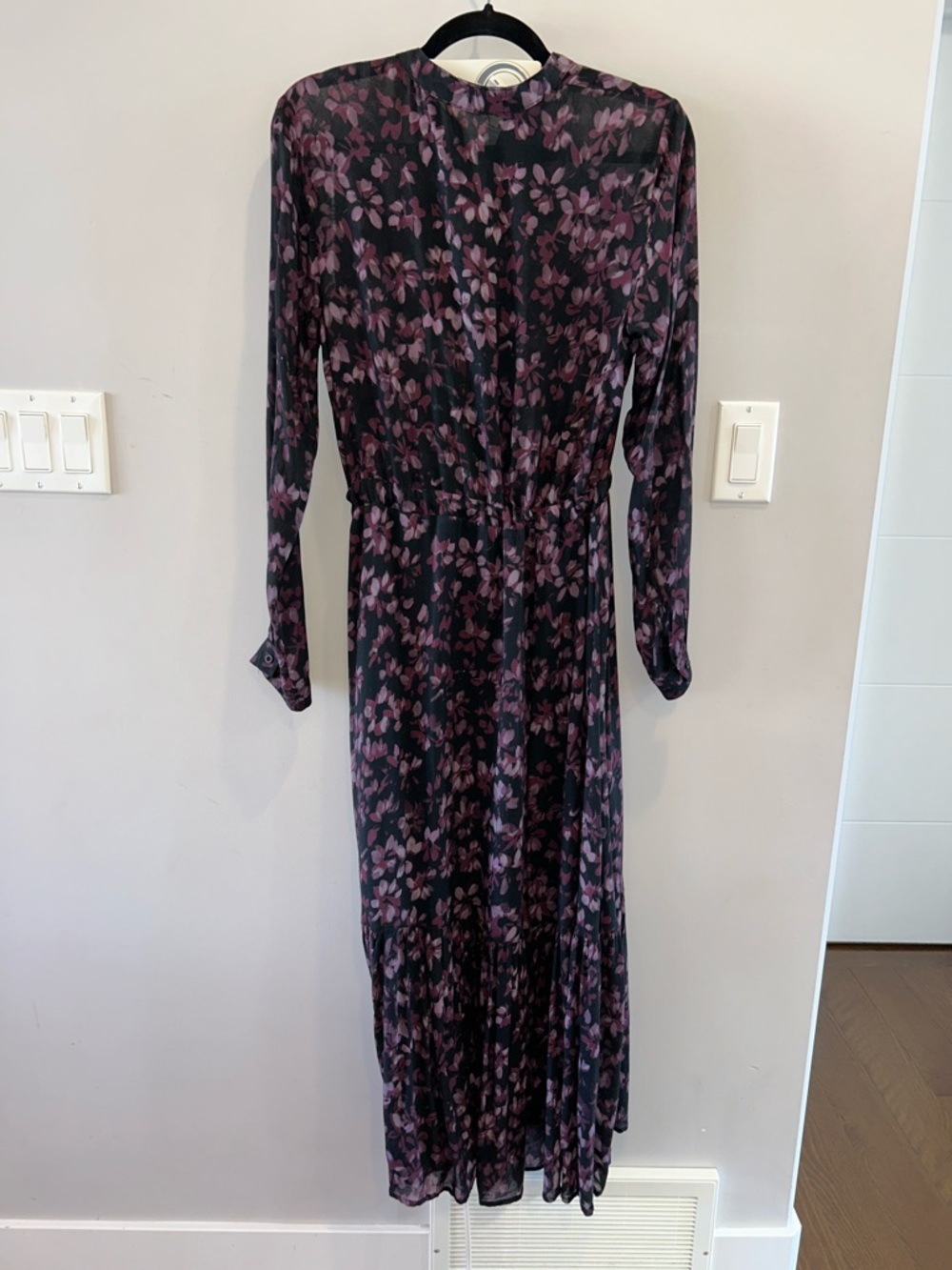 Bella Dahl Ruffle Hem Shirt Dres Purple Black Floral - Picture 5 of 9